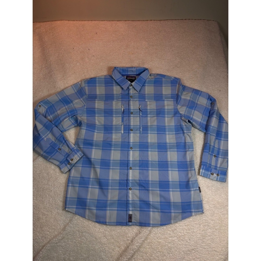 Patagonia Mens Blue Plaid Button-Up Long-Sleeve Shirt Xl - Picture 3 of 16